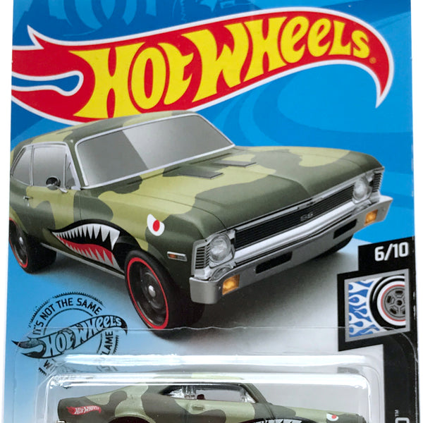 2020 Hot Wheels Mainline 73 68 Chevy Nova Green Shark Mouth GHD28